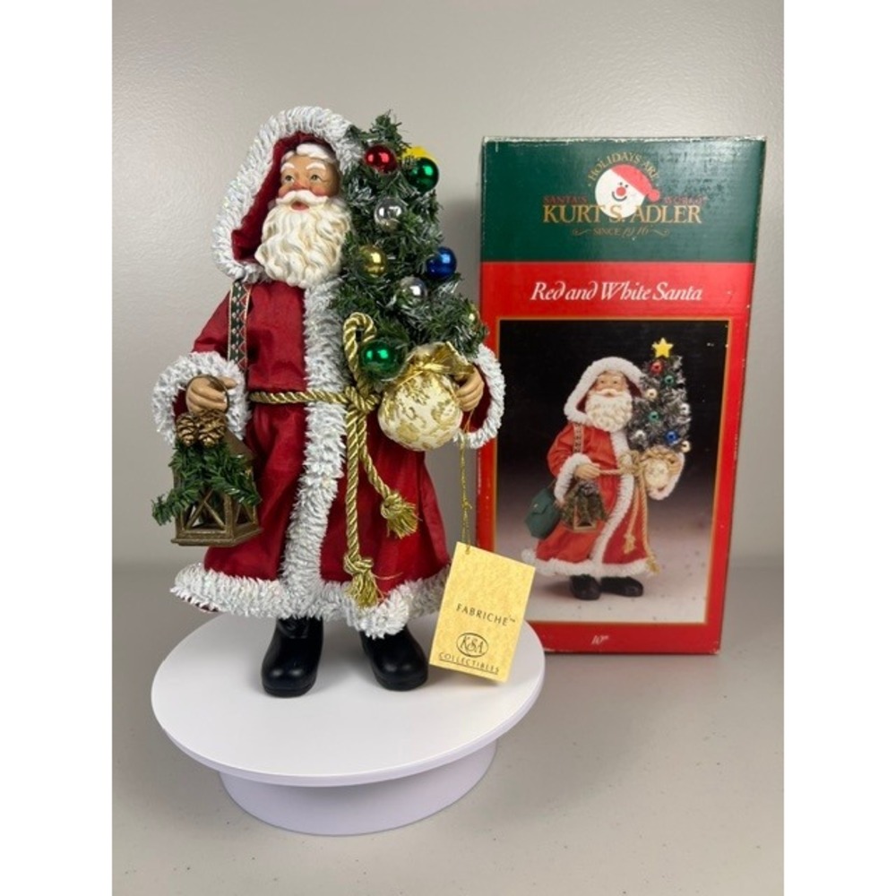 Kurt Adler Fabriche Red and White Santa Claus Figurine 10 inch W1831/R with Box